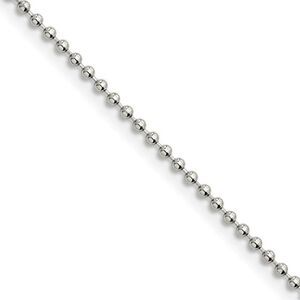 2mm Stainless Steel Beaded Chain Necklace, 30 Inch